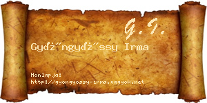 Gyöngyössy Irma névjegykártya